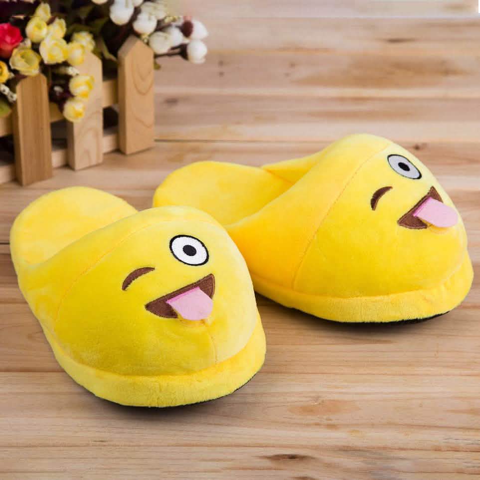 Cute And Fun Plush Emoji Slippers