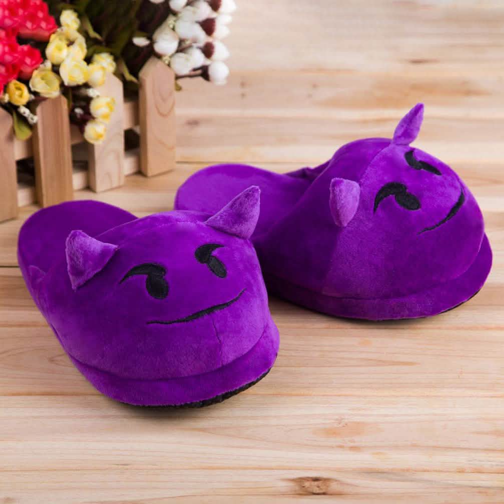 Cute And Fun Plush Emoji Slippers